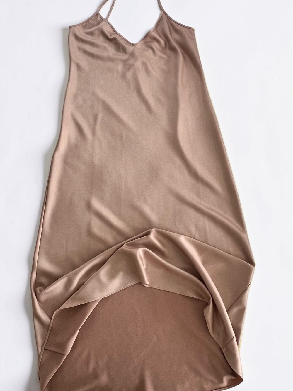 VETTA Satin Slip Dress in Neutral Beige